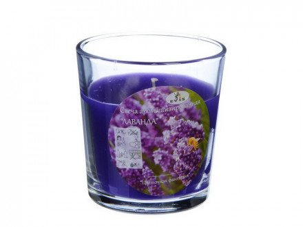 Свеча парафиновая в стекле, аромат "Лаванда" 8,5х7,8 см